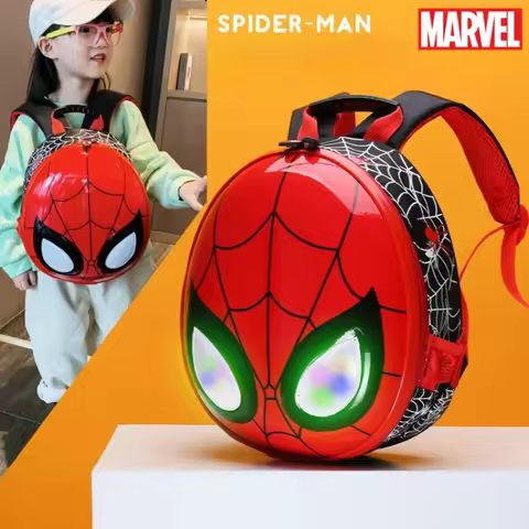 Marvel Anime Movies Avengers Spiderman Schoolbag Toys Model Kindergarten Superhero Backpack Light Eg