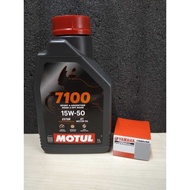 MOTUL ORIGINAL ENGINE OIL 4T 1L 7100 15W50🎁FREE OIL FILTER ORIGINAL Y15ZR/LC135/SRL115/SRL115FI🎁MINY