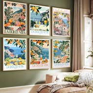 K8EZ La Dolce Vita Italy Coastal Poster Canvas Print Painting Wall Art Bedroom Study Studio Living R