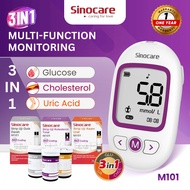 SINOCARE 3in1 Cholestrol Blood Glucose Uric Acid GCU Monitoring Meter M101 Monitoring No Coding