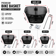Bicycle Front Basket w/ Bracket | Size 16 / 20 / 26 / 27| Metal Bike Basket