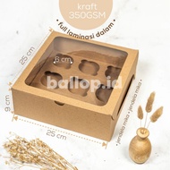 KRAFT Hole 9 Box 25 25 9 CM Box Packing Contains Cup Cupcake Muffin Pudding Pie Inner Divider Insert