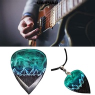 UAENAU Resin Guitar Pick, Handmade Presents Guitar Pick Necklace, Creative Retro Resin Heart Necklac