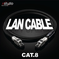 Khunpol LAN Cable CAT8 สายเคเบิลเครือขายคุณภาพสูงสำหรับการฟังเพลง หัวRJ45 เราเตอร์ สตรีมเมอร์
