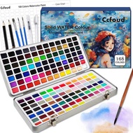 50-168 Color Metal Gift Box Watercolor Set,containing 168 bright colors,With Water Brush Pens,portab