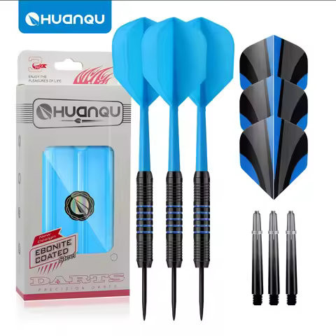 Huanqu Professional 24g Needle Dart Set, 3 Darts with 3 Sets of Dart Shafts and Flights, with Portab