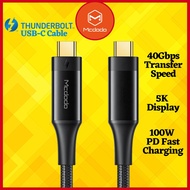 【1YrWarranty】Mcdodo CA876 Thunderbolt 3.0 Cable 0.8M (USB-C to USB-C) Supports 100W Charging / 40Gbp