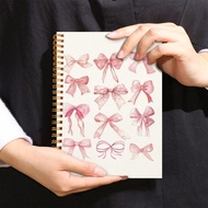 2D Flat 5.5x8.3inch 1 Pc Chic Pink Bow Journal Notebook Soft Cover, Aesthetic Preppy Design For Wome