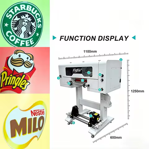 A3 UV DTF Flatbed Printer with Varnish Automatic Sticker Label Printing Machine for Home Business
