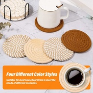 8 Pcs Drink Coasters with Holder, 4 Colors Absorbent Coasters for Drinks, Cotton Woven Coaster Set f