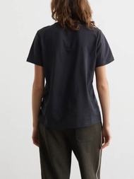 เสื้อยืดคอกลมแขนสั้นผ้าฝ้ายแท้ GANNI สำหรับผู้หญิง ฤดูใบไม้ผลิและฤดูร้อน 2025 เสื้อผ้าทำงานแบบลำลอง