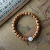 6mm邁索爾 原生老山檀 白玉圓珠18k金設計單圈手串手持s