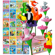 SET BONEKA PERAGA BERCERITA & SIRI CERITA HAIWAN TERUNGGUL ( SET 24 BUKU + 6 BONEKA)