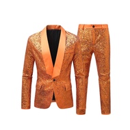 Sequin nightclub suit men's new orange banquet stage two-piece suit