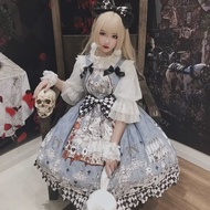 ญี่ปุ่น Gothic Lolita สาว Vintage Dark Funeral Lolita Jsk ผู้หญิง Harajuku Cool แขนกุด Punk Suspende