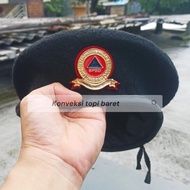 topi baret hitam BPBD + EMBLEM