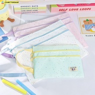 COUMTTERDGUB Handbag, Polka Dot Design A4/A5 File Bag, Cartoon Large Capacity Three Layers Exam Pape