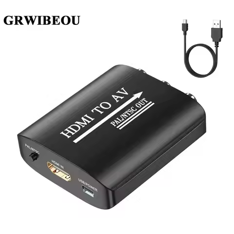 HDMI to RCA converter, supports PAL/NTSC, suitable for Apple TV, Roku, Fire Stick, Blu -ray, DVD pla