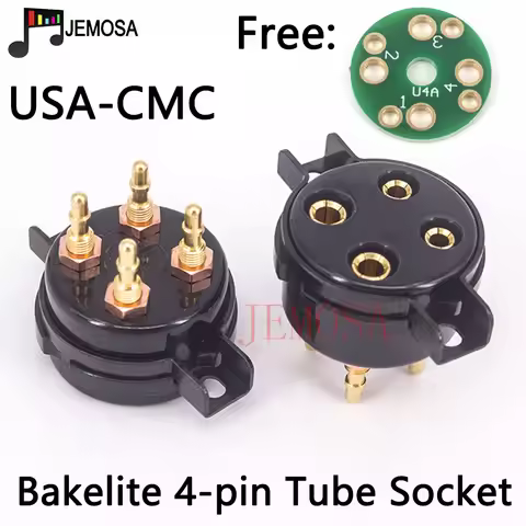 CMC Bakelite 4pin Tube Socket Gold Plated For 2A3 300B FU-811 274A 572B Electron Tube HIFI Audio Vac