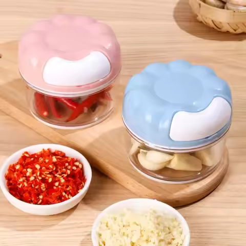 Kitchen Gadget Mini Garlic Chopper Onion Garlic Manual Crusher Multifunctional Garlic Meat Grinder A
