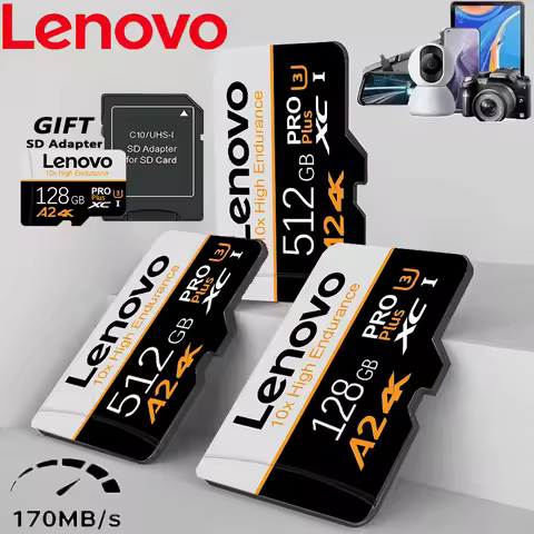 Lenovo 512GB A2 Micro TF/SD Card High Speed Memory Card 16GB 256GB 512GB Micro TF/SD U3 TF Flash Car