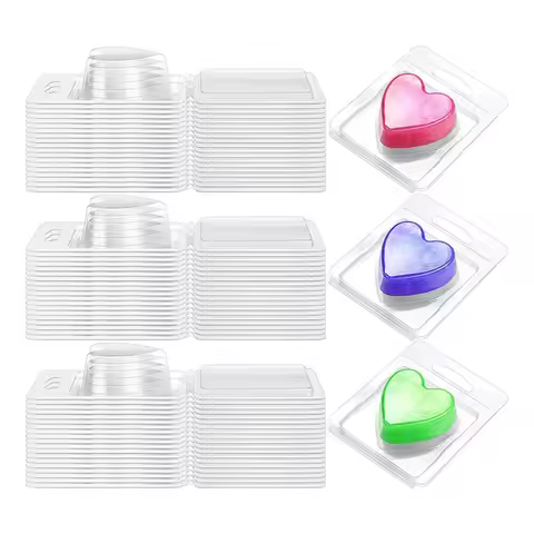 100Pack Wax Melt Container 1.3 Oz,Wax Melt Single Cube Flip Top Clear Empty Plastic Cube Tray For Wa