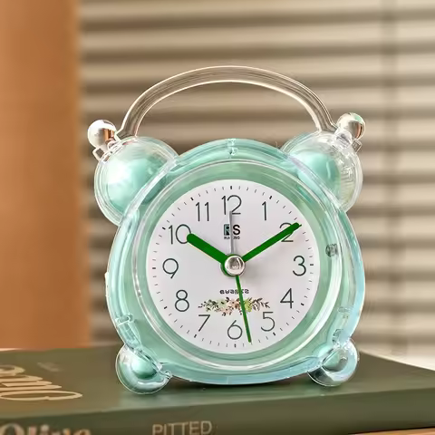 Battery Powered Digital Alarm Clock with Backlight Crystal Silent Cartoon Kids Girl Gift Electronic 
