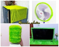 paket hemat set 5in taplak tv uk 50x150 cm / alas kulkas / bando kipas / sarung galon polos / bando