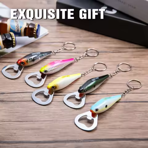 Goture Fishing Lure Shape Bottle Openner Waterproof Durable Exquisite Painting Realistic 3D Eye Open
