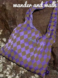Go Go Go Go Go Go [Amusement Park] Purple Yellow Color Matching One-Shoulder Large-Capacity Bag Fema