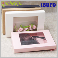 IBUFO 20/50Pcs Multi Color Paper Gift Package&amp;Display Box With Clear PVC Window Wedding Candy Boxes Kraft Paper Gift Packaging Boxes QUIBB