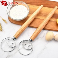 LUOLRV 13" Oak Handle Stainless Steel Flour Mixer High Quality Flour Beater Flour Mixer