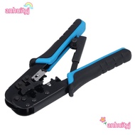 AHTY RJ45 Crimp Tool, All-in-One 6 in 1 Modular Crimping Tool, Built-in Wire Cutter and Stripper Cab