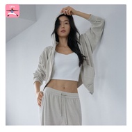[andar] Women Cropped Zip-Up Hoodie and Jogger Pants Matching Set Cozy Athleisure Loungewear
