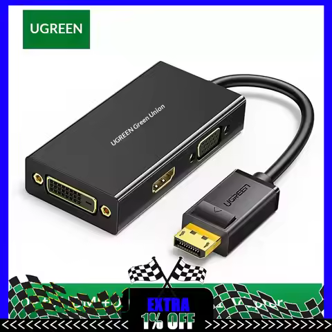UGREEN DP110 DisplayPort to HDMI VGA DVI 3-in-1 Adapter 1080P Video Converter for Laptop Desktop Mon