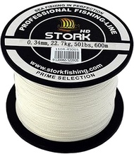 Stork HD 4-Way Braided Fishing Line 600 m (White, 30 lbs / 13.6 kg / 0.23 mm)