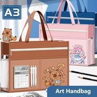 SHOOGMY A3 Tutorial Bag, Canvas A3 Canvas Art Bag,  Six-Layer Plus Size Waterproof File Bag Students