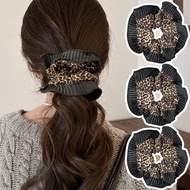 1/2/4Pcs Vintage Leopard Print Lace Hair Scrunchies - Elastic Rubber Hair Bands - Girls Ponytail Hol