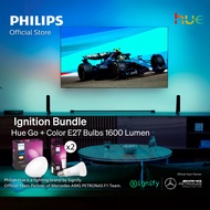 Philips Hue Ignition Bundle (Hue Go Portable Lamp + 2x Hue E27 White & Colour Ambience Bulb)