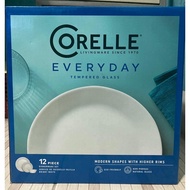 Corelle Everyday 12 pcs set - Bright White - Modern Shapes with Higher Rims