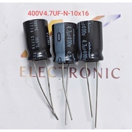 (Combo of 5) Capacitor 400V4.7UF 4.7UF400V 400V 4.7UF Size 10x16mm 100% new genuine NICHICON (combo)