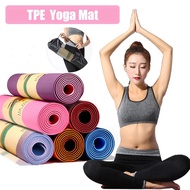 TPE Yoga Mat Exercise Mat Yoga Mat Anti Slip Workout Mat Fitness Training Mat Pilates Stretching Hom