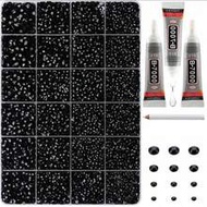 18,000ชิ้น คริสตัลพลอยเทียมสีดำสำหรับตกแต่งงานฝีมือ, อัญมณีเรซิ่นก้นแบน, ชุดตกแต่งประกอบด้วยกาวเครื่