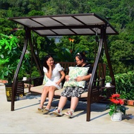HY&amp; Outdoor Hanging Chair Swing Rocking Chair Balcony Villa Terrace Antiseptic Wood Rattan Iron Cradle Courtyard Swing B