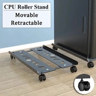 【SG Local Stock】 Retractable CPU Roller Stand Computer Stand Holder Metal Adjustable Mobile CPU Stan