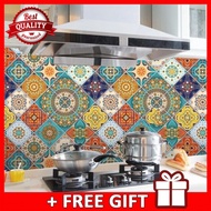 (Tiles) European Style Moroccan Mandala Design Kitchen Tiles Renovation Waterproof Oil Proof Aluminu