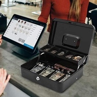 Cash Box with Lock and 2 Keys / Large Cash Boxes / Metal Money Box with Cash Tray / Lock Safe Box