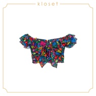 KLOSET Catrina Bloom Off-Shoulder Bow At Front Top (RS21-T002) เสื้อครอปปาดไหล่ ผ้าพิมพ์ลาย