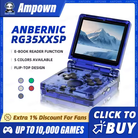 ANBERNIC RG35XXSP Flip Game Console 3.5'' IPS Screen Mini HDMI Output WiFi Bluetooth 4.2 E-book Linu