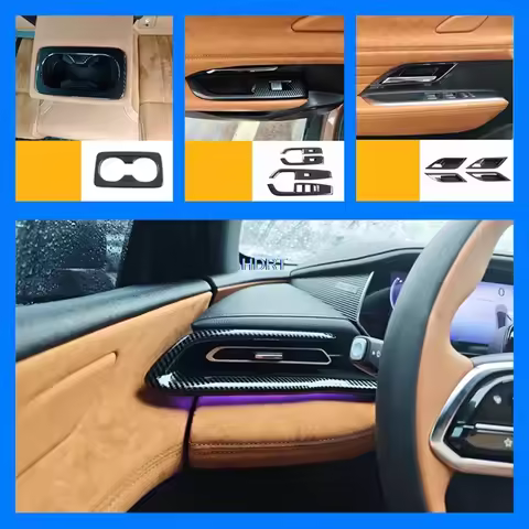 Car Styling Carbon Fibre Interior Air Vent Outlet Gear Shift Window Control Panel Steering Wheel Cov